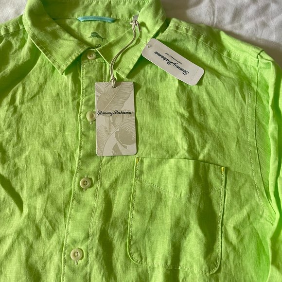 Tommy Bahama Shirt Sea Glass Breezer Glowing Green Size L - Picture 3 of 7